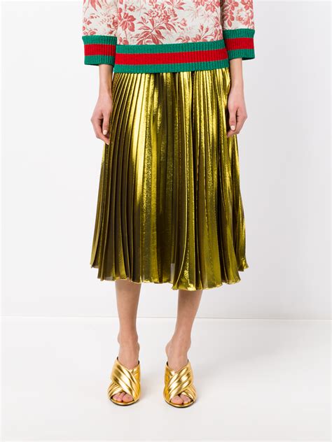 gucci gold pleated skirt